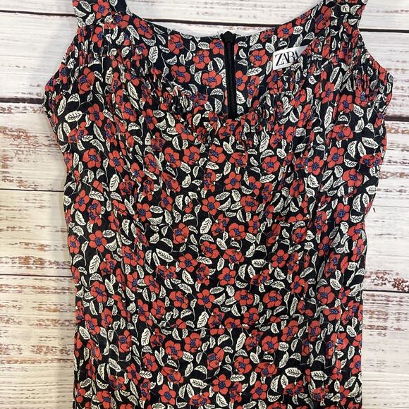 Zara Floral Maxi Dress Slit To Knee Size Small - Picture 2 of 8